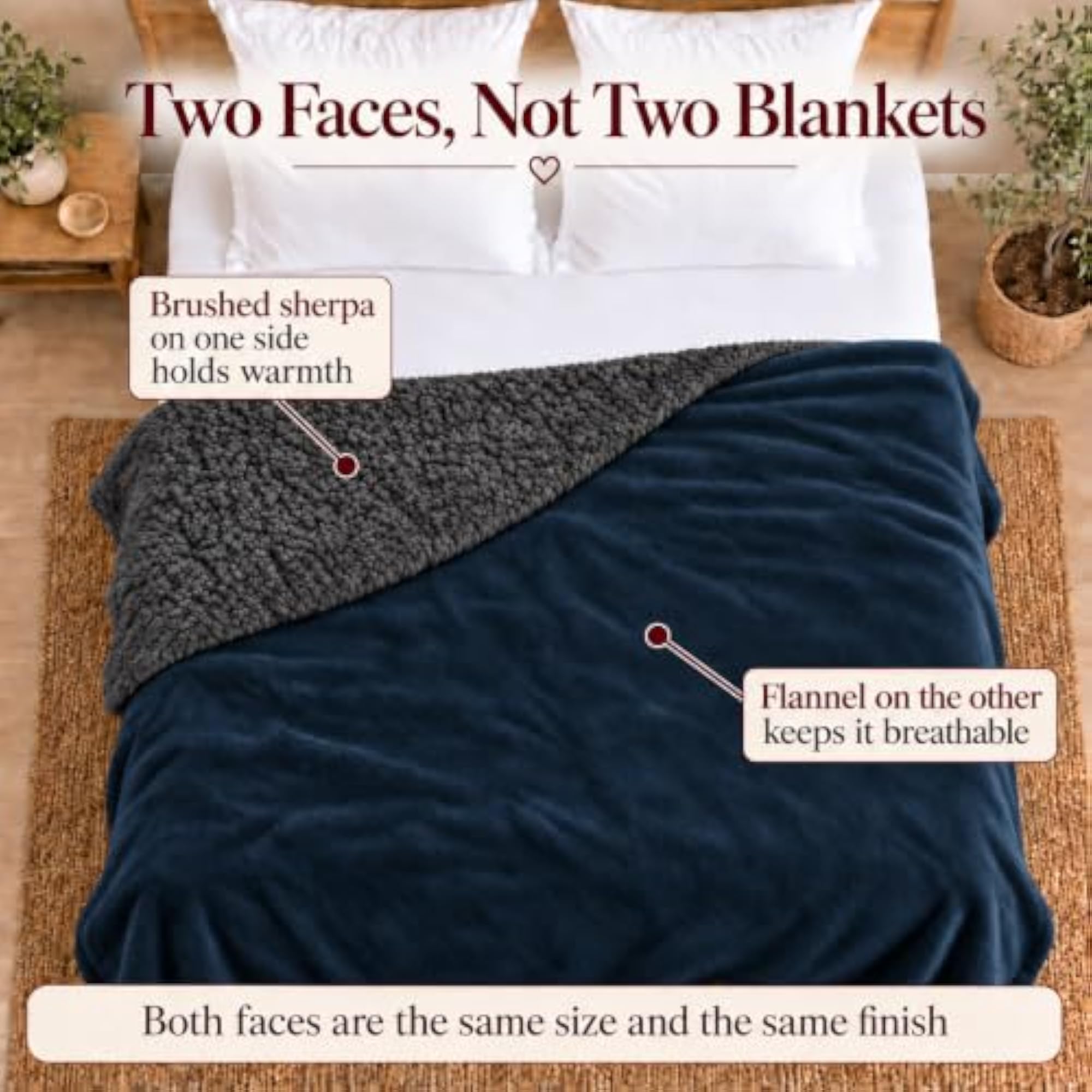 Sherpa Fleece AC Blanket for Winter, Double Size